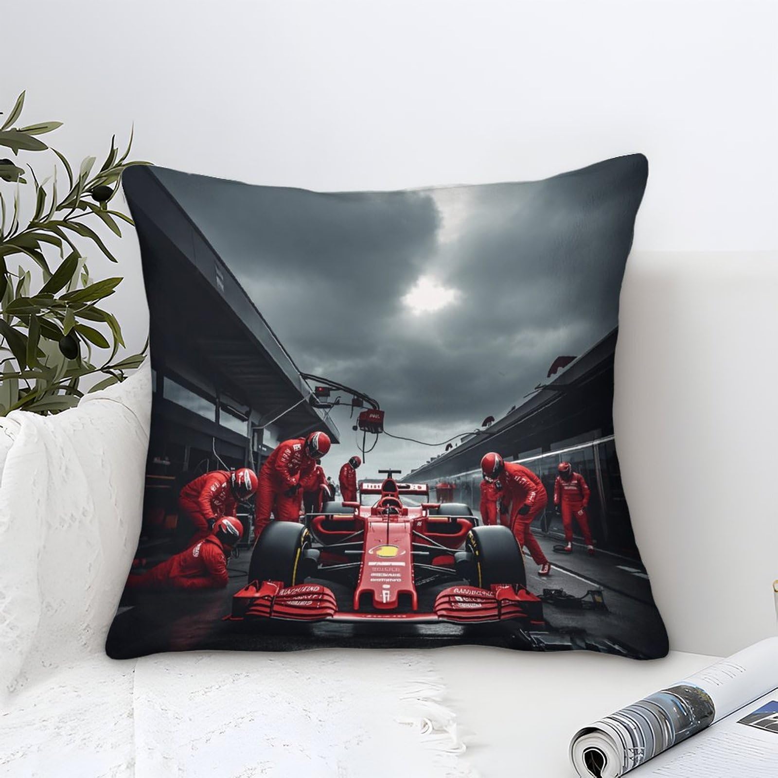 Xiaopangxy Formulaa Racing-7 Formulaa Racing Cushion Covers 45X45cm, Decorative 3D Pit Stop Themed Throw Pillow, Square Accent Pillow Case For Sofa