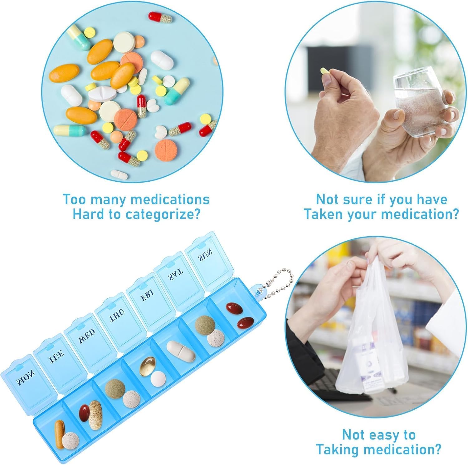 INKULTURE Pill Medicine Organizer Reminder Storage Box 07 Days or 01 Weeks | Plastic | Pack of 2