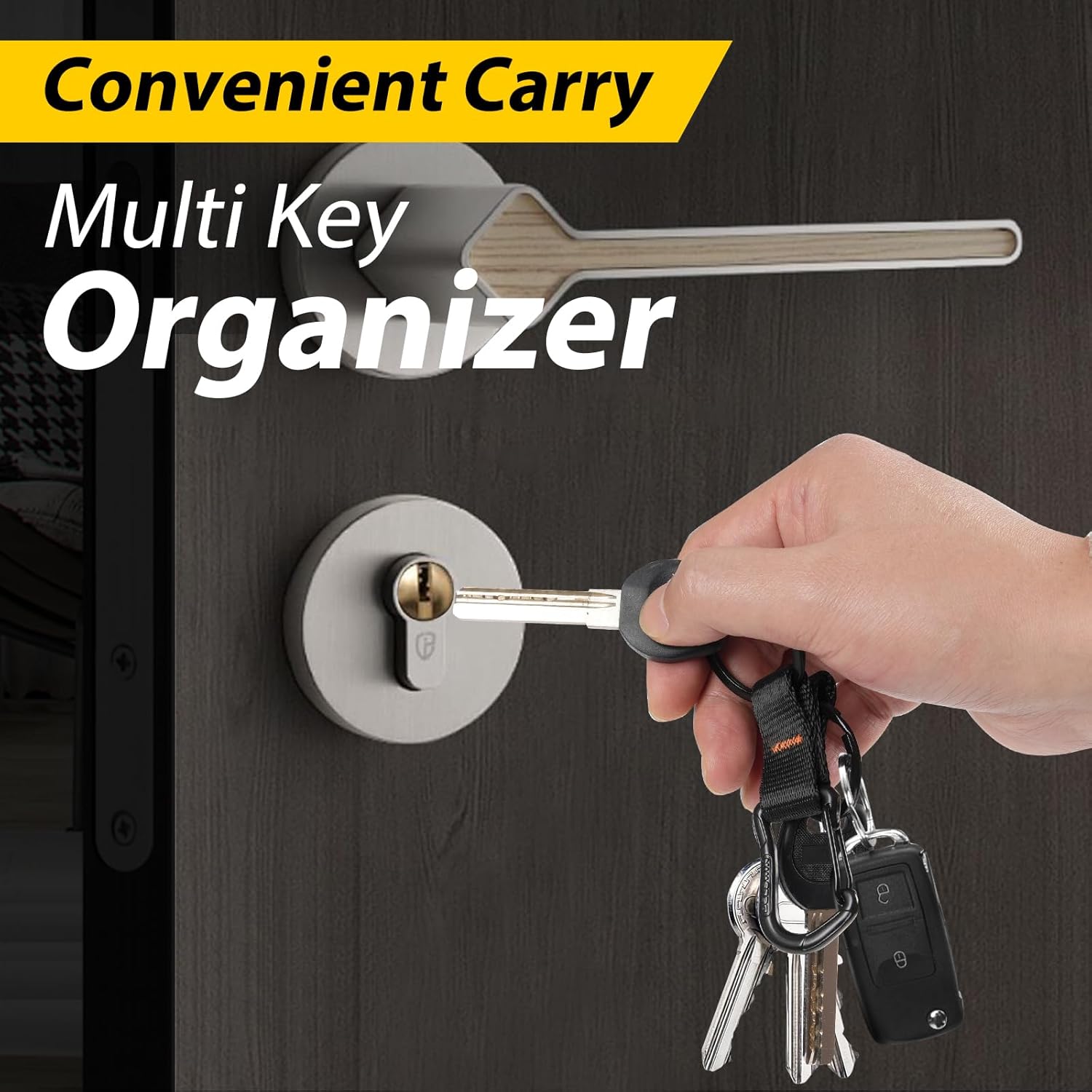 DELSWIN Black Keychain Lanyard, Heavy Duty Key Chains with Carabiner Clip, 2 Key Rings for Car Keys, Multifunctional Lanyards for Keys for Men and Women - Image 5