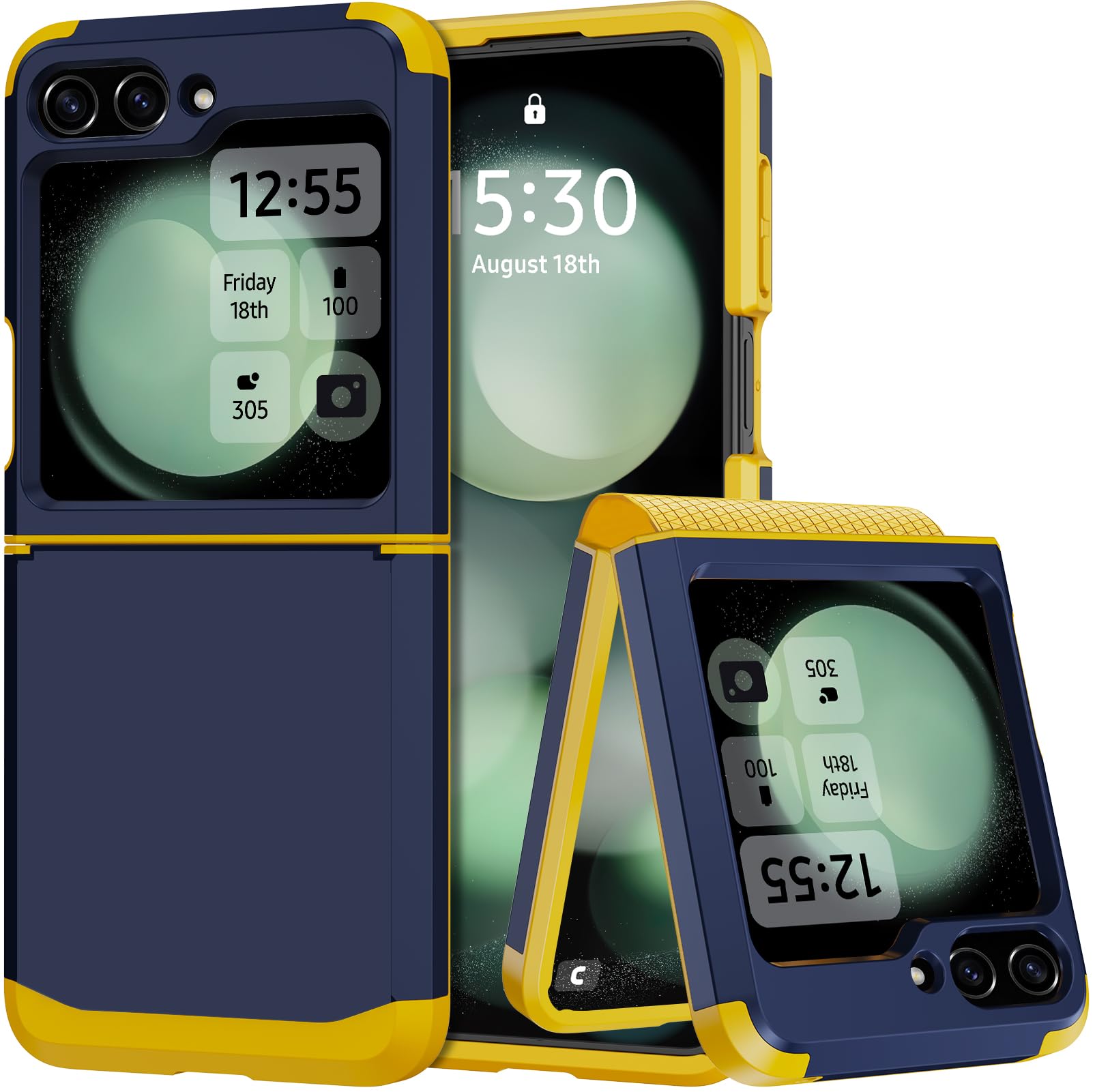 Annymall Samsung Galaxy Z Flip 5 Case with Hinge Protection, Heavy Duty Shockproof Drop Proof Full Body Protective Bumper Phone Cover for Galaxy Z Flip 5 5G (2023) (Dark Blue)