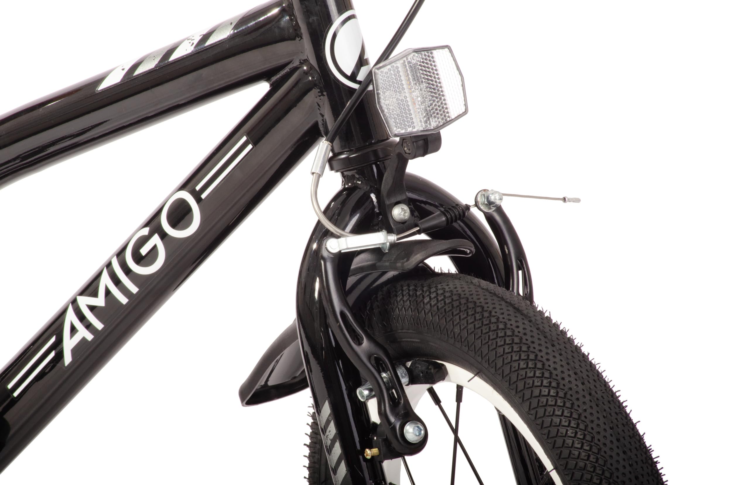 AMIGO BMX Jump - Kinderfahrrad Jungen - 12 Zoll - Mit Rucktrittbremse und V-Brake und Stützräder - ab 3-4 Jahr - Schwarz/Weiß