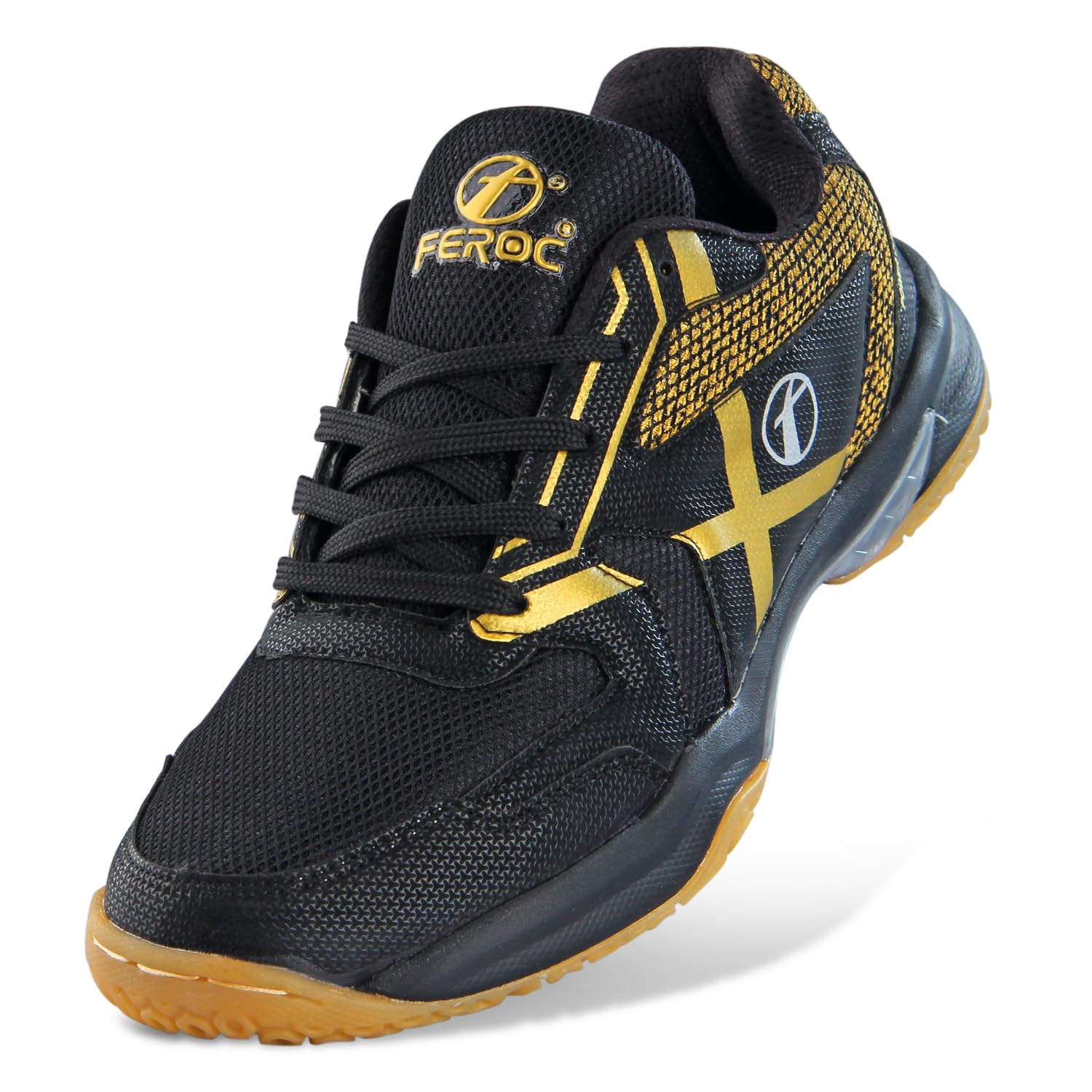 FEROC Classic Non Marking Badminton Shoe for Men Boys Unisex Kids (Black Golden, UK Footwear Size System, Adult, Men, Numeric, Medium, 5) (B0DF2GB5C7) Amazon Price History, Amazon Price Tracker