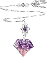 Vista 11 de Rockcloud Péndulo de piedra para meditación de división de radiestesia, reiki, curación, equilibrio de energía con atrapasueños, lapislázuli