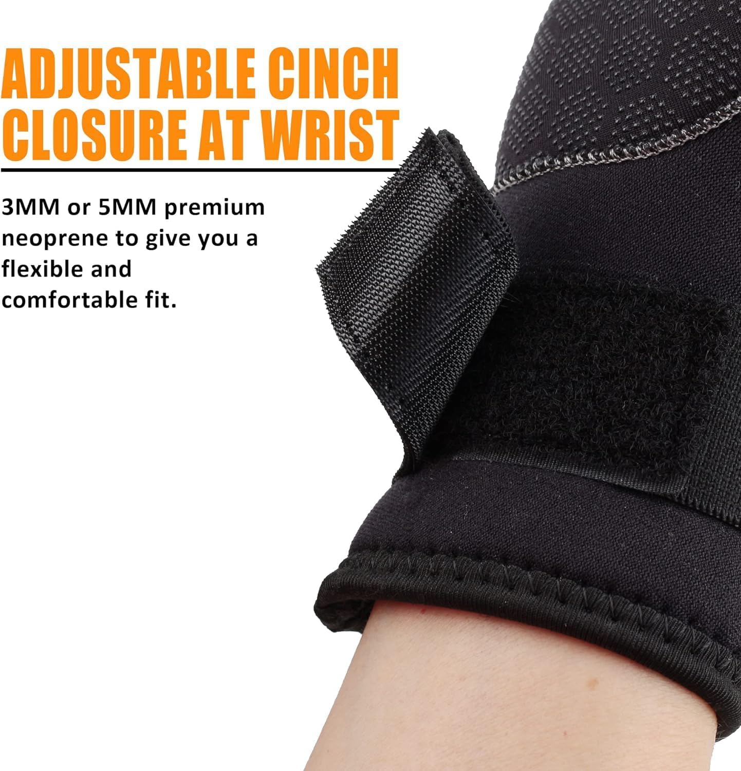 Water Gloves 5mm Neoprene Warmer Wetsuit Winter Gloves with Adjustable Wrist Strap for Ice Canoeing Ocean Swimming Kayaking Spearfishing Skiing - Image 4