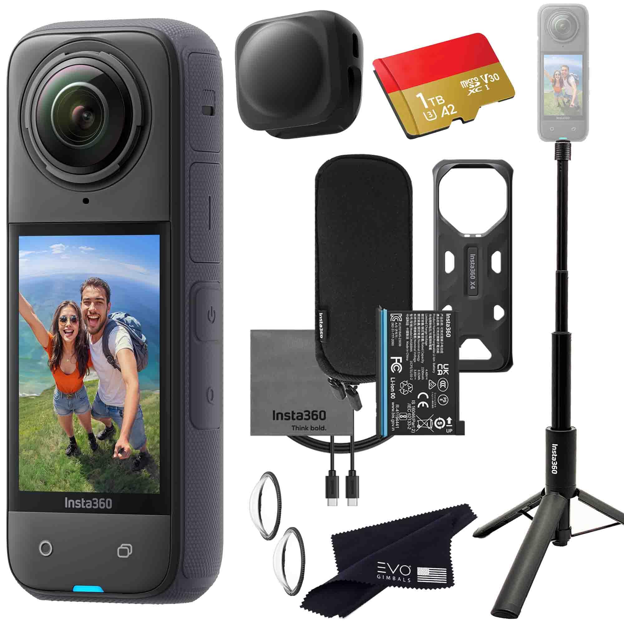 Insta360 X4 Tripod Selfie Stick Bundle -8K Waterproof 360 Action Camera with 1/2