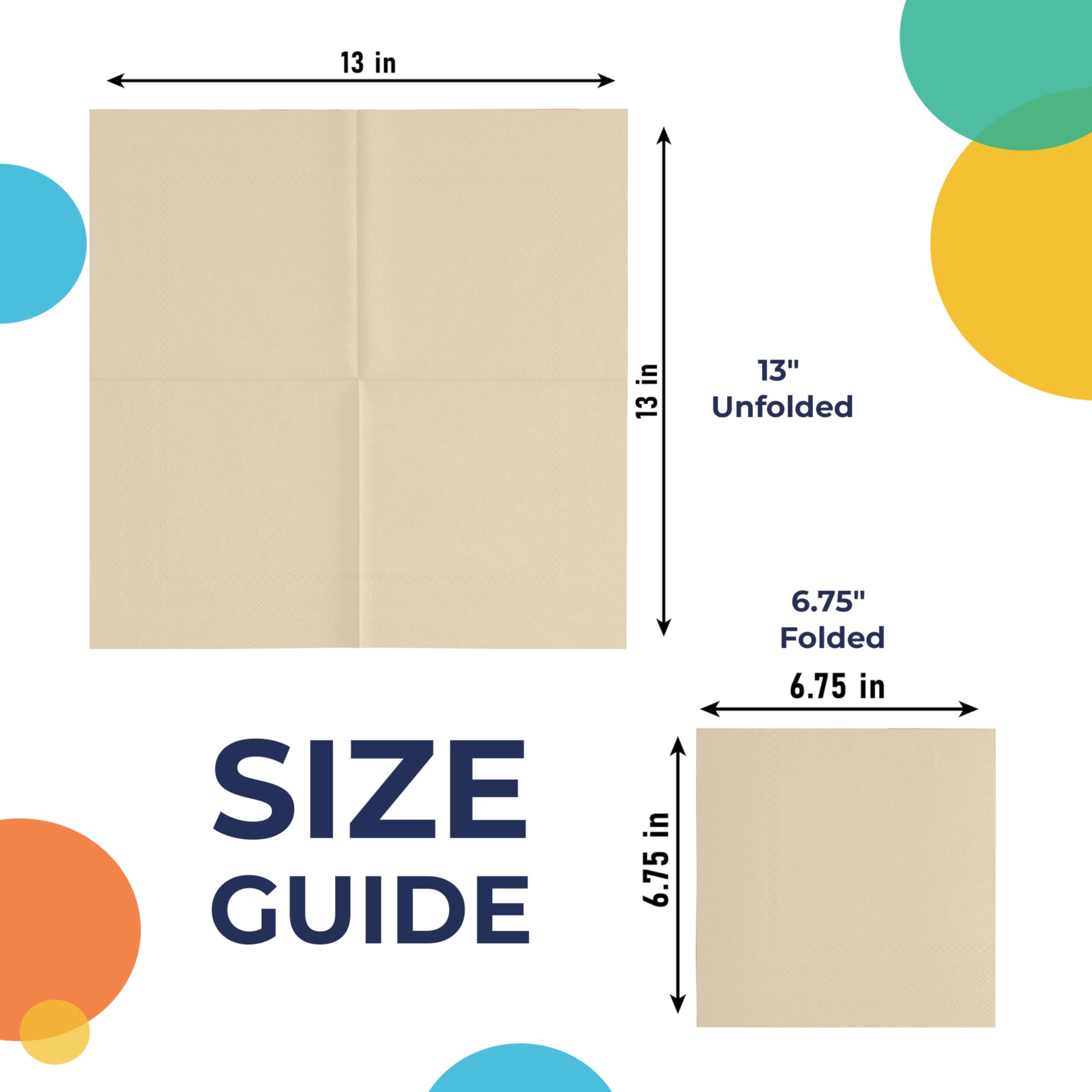 Party Solids Servilletas de papel marfil para uso diario, 300 unidades, 2 capas, servilletas de cena a granel para fiestas y suministros de fiesta