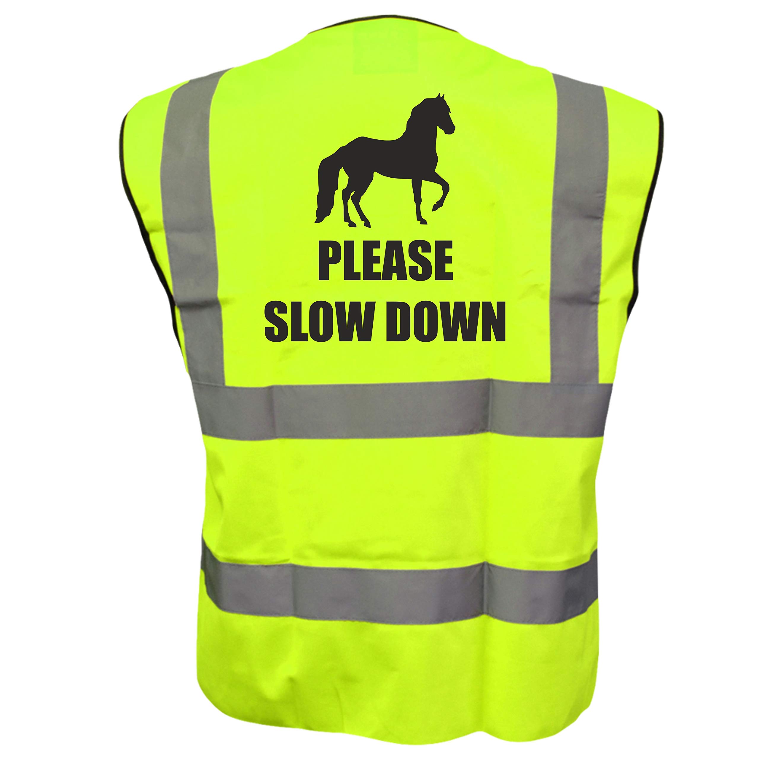 Brook Hi Vis Uk Unisex Yellow Equestrian Please Slow Down Hi Viz Vis Vest Horse Riding Reflective Waistcoat Jacket Road Safety Visibility XXX-Large