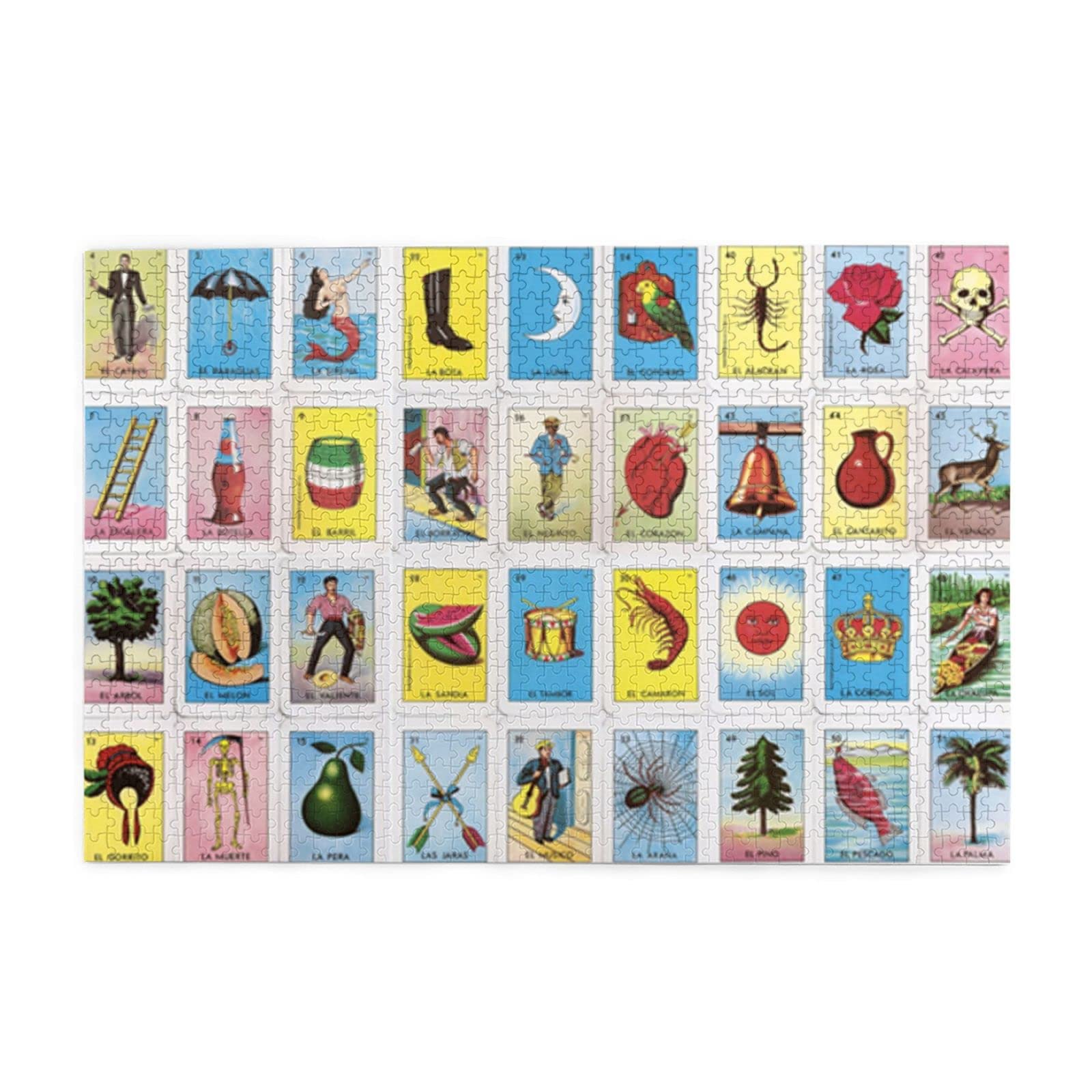 FHDA Mexican Loteria 1000 Pieces Jigsaw Puzzle for Adults Teens Boredom Buster Activity Brain Teaser Home Decor Gift