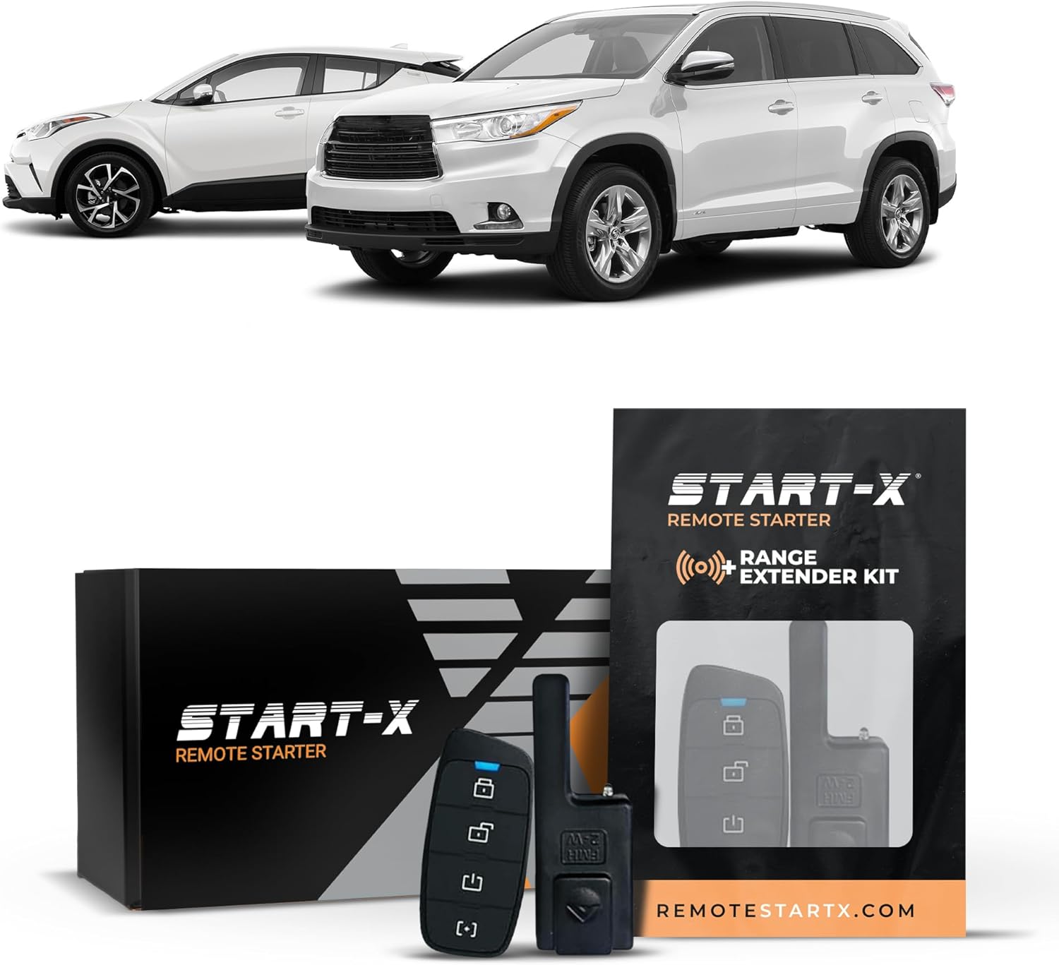 Start-X Remote Starter Kit + 3000ft 2 Way Range Extender for Toyota Highlander (2014-2019), C-HR (2018-2019), Land Cruiser (2016-2018) Vehicles with Push-to-Start Ignition