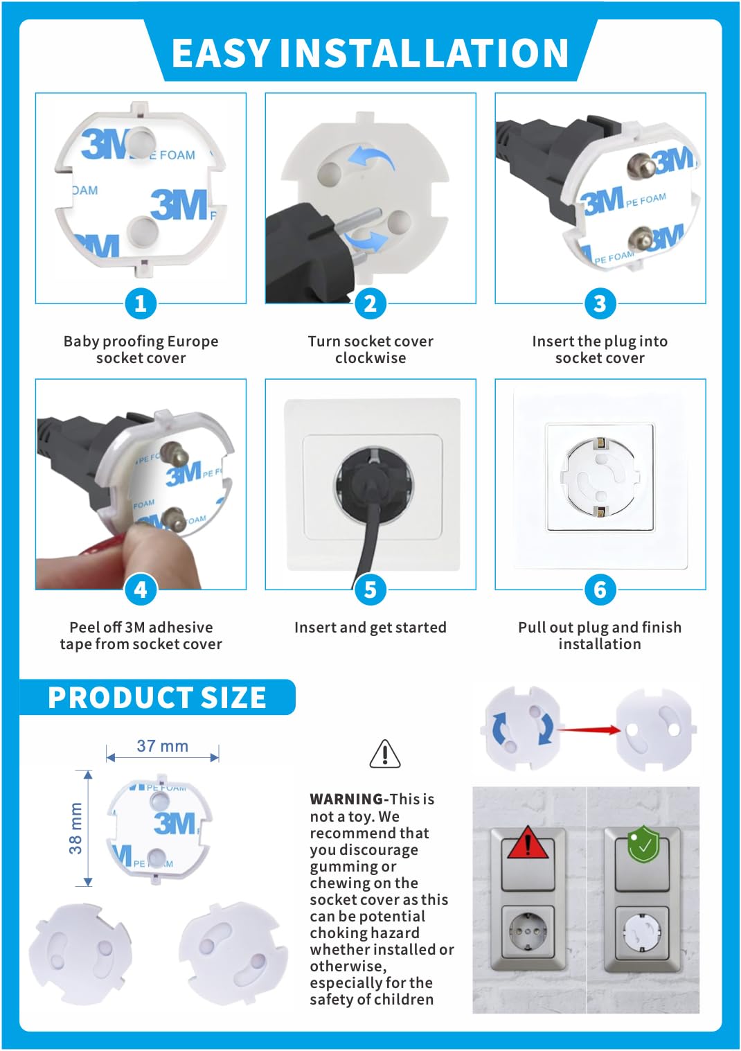 20 Stück Steckdosensicherung - Kindersicherung Mit Drehmechanismus