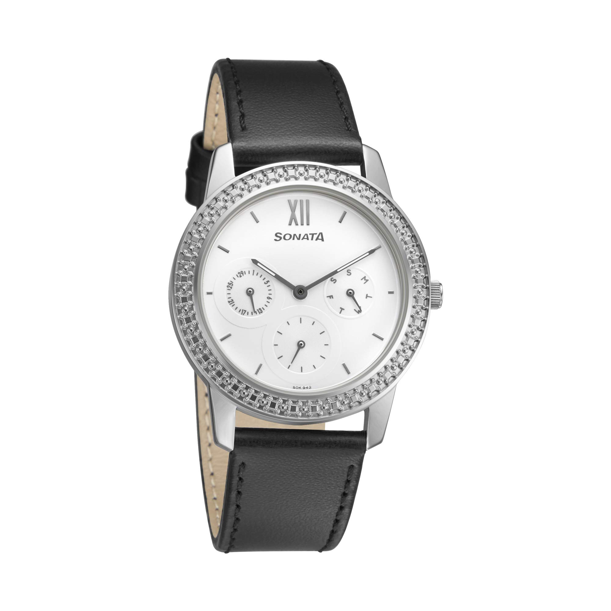 Sonata Multifunctions White Dial Women Watch With Leather Strap-8165SL01 (B08R3VRJCF) Amazon Price History, Amazon Price Tracker
