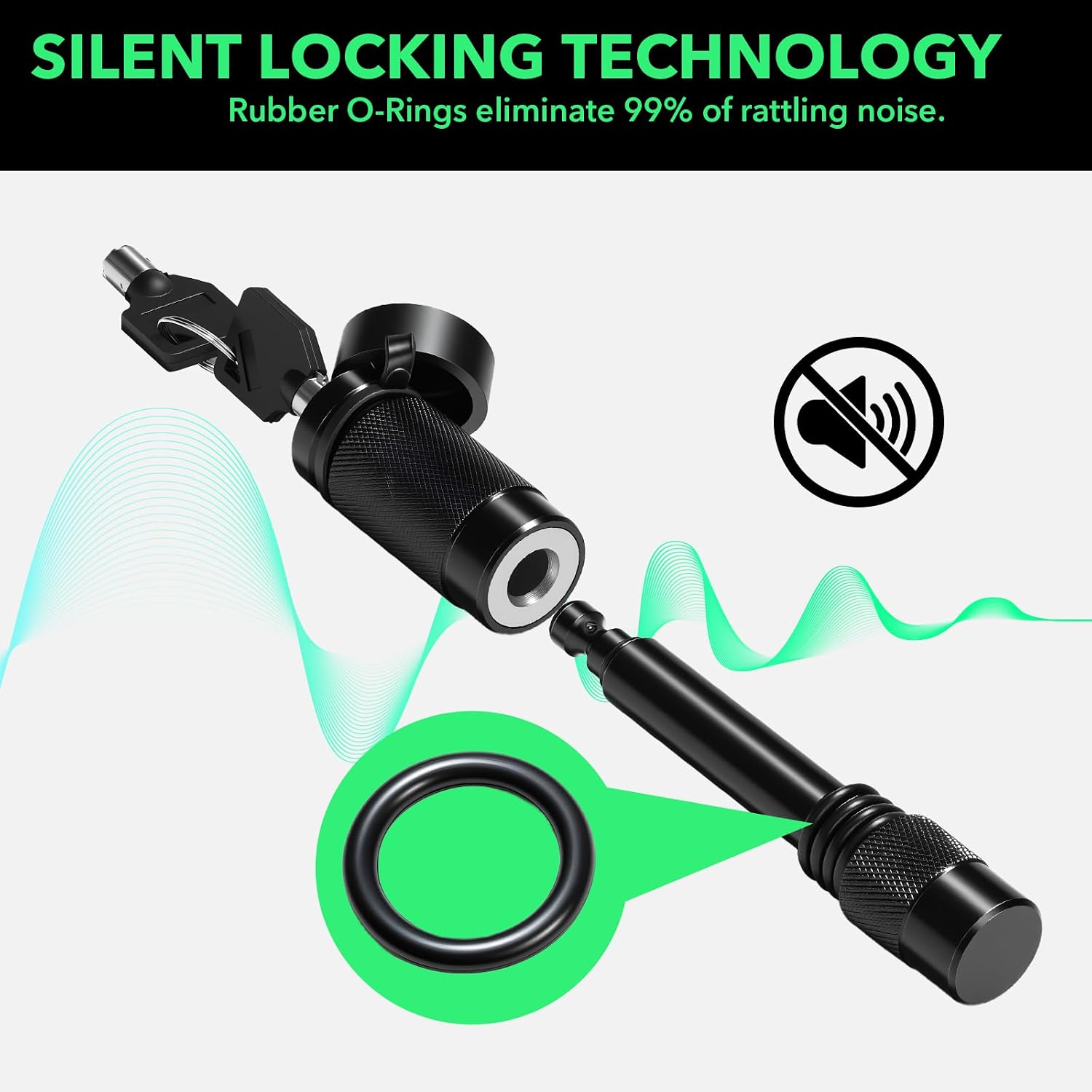 Premium Trailer Hitch Pin Lock for Class III/IV 2.5, 3 Inch Receiver - 5/8” Diameter, Anti Theft Hitches Accessories, Anti Rattle Tongue Locking for Truck, Boat, RV Trailers (Black, 4 Inch Length)