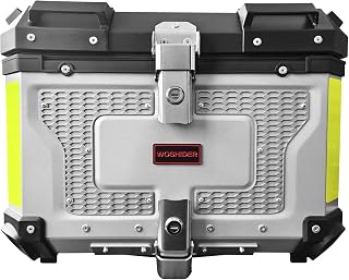 Motorcycle Top Case, 25l/55l Aluminum Motorcycle Top Box, Waterproof Motorcycle Trunk, Equipped With Universal Mounting Base, Suitable For All Kinds Of Light And Heavy Motorcycle Storage Box (Silver, 55L)