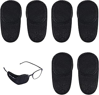 6pcs Eye Patches for Glasses, Reusable Non-Woven Fabric Black Eye Patches to Cover Left Right Eye Improve Vision for Kids' & Adults' Lazy Eye Amblyopia Strabismus (Medium)