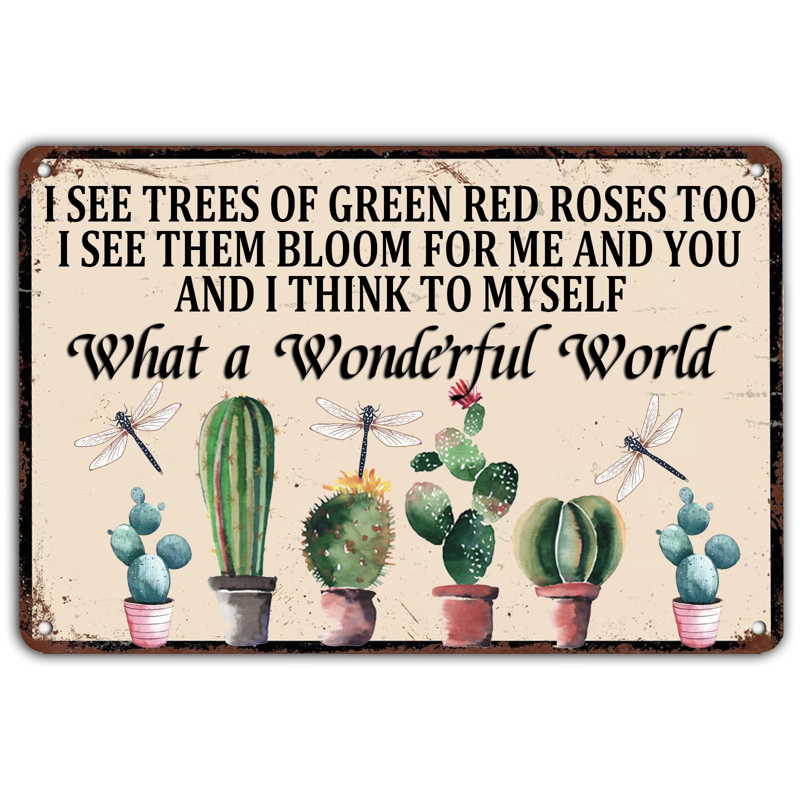 Warm Garden Scenery Vintage Metal Sign Natural Beautiful Mood Quote Wall Art Decor for Home Garden Leisure Area 8x12 Inch