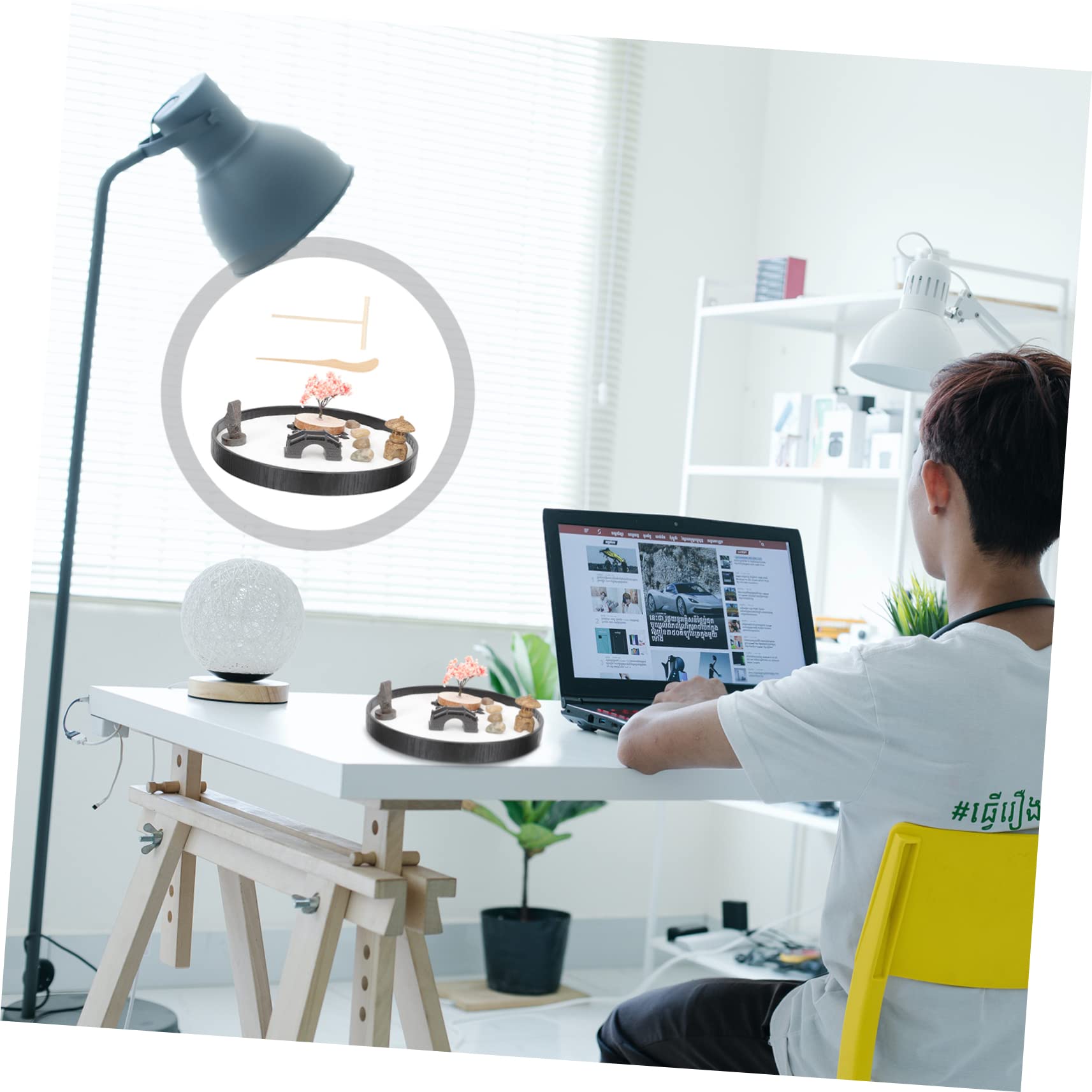 ERINGOGO 1 Zen Table Decoration Chic Microlandscape Home Furnishing Sand Zen Garden