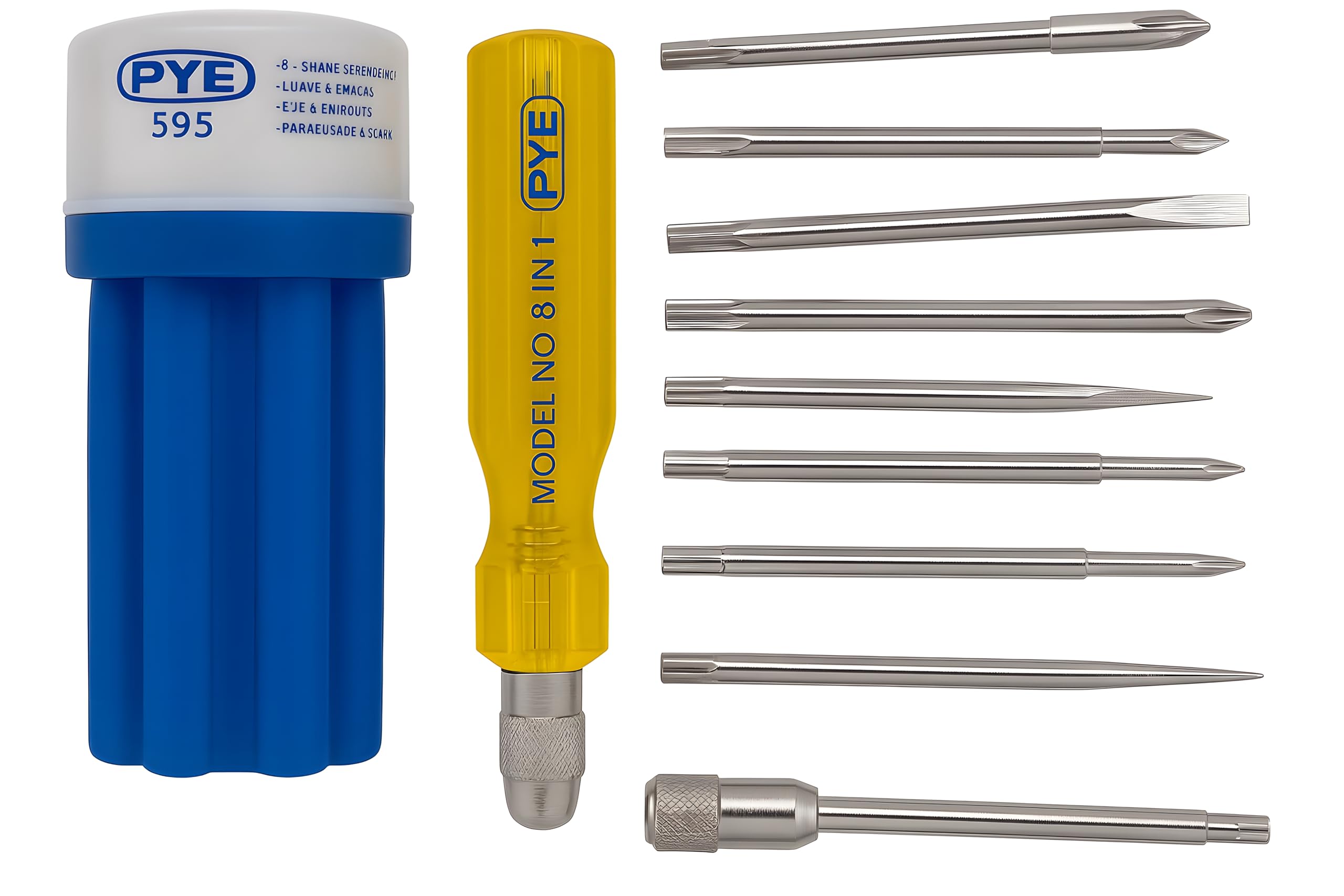 PYE 595 8-in-1 Screwdriver Set with Storage Case, Professional