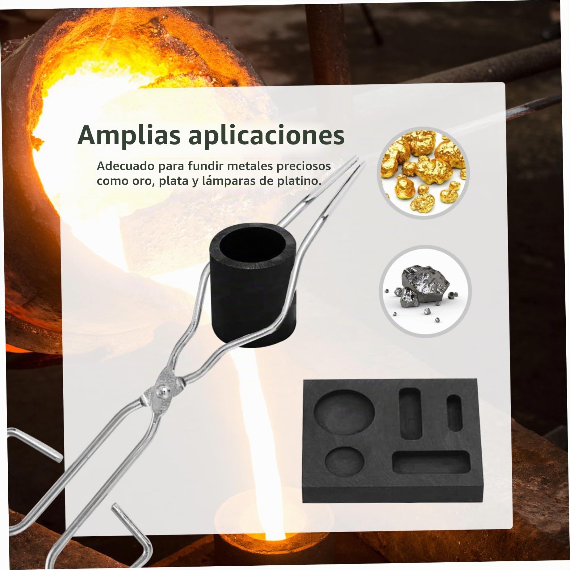 Kit de crisol Grafito Herramientas de fundición de bricolaje Crisoles resistentes al calor para fundir metal Plata Oro Lingote de cobre Kit de fusión de plata Kit de fundición de oro Crisoles para fun