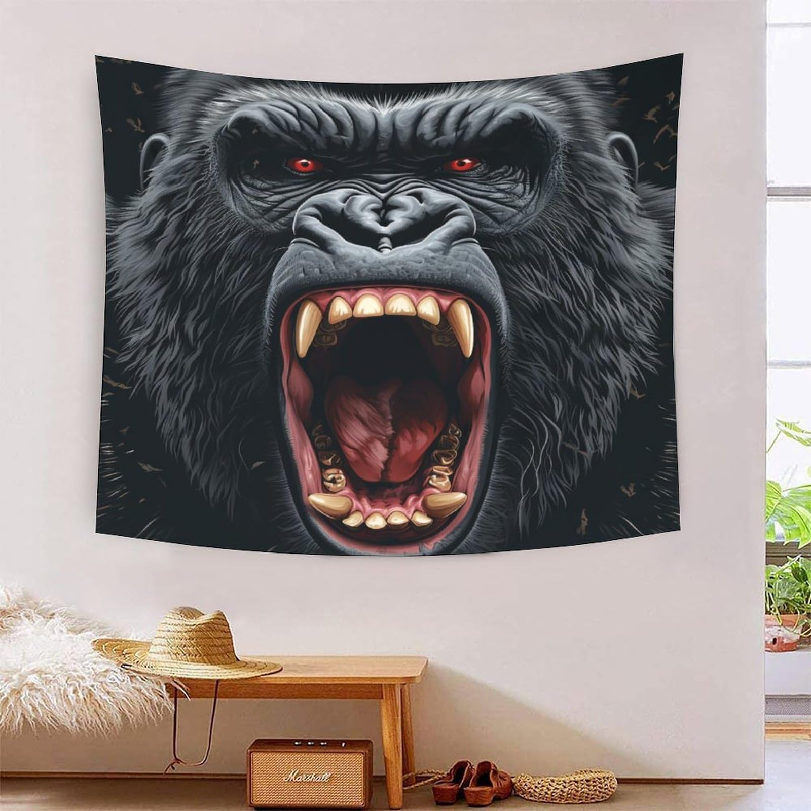 HLXZMCVBT 3D Gorilla Print Wall Blanket Home Decoration Bedding Poster Wall Art Tapestry Tapestries Wall Hanging Soft Polyester for Kids Boys Girls Bedroom Living Room 100cmx150cm