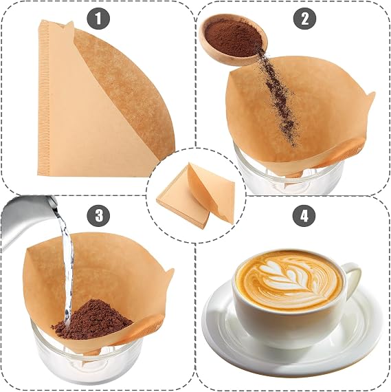 200 PcsCoffee Filter Papers, Coffee Filters Size 1 Unbleached Cone Filter Paper for Coffee Dripper and Pour Over Maker (Brown, 1-2 Cups)