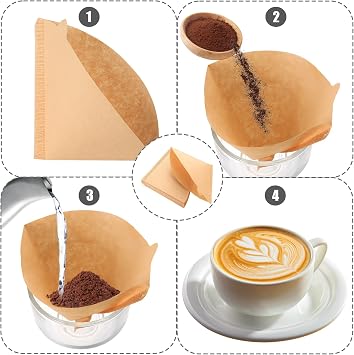 200 PcsCoffee Filter Papers, Coffee Filters Size 1 Unbleached Cone Filter Paper for Coffee Dripper and Pour Over Maker (Brown, 1-2 Cups)
