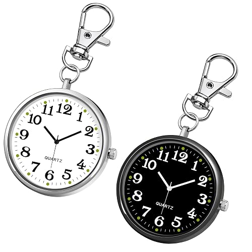 Betus 2 Pack Quartz Pocket Watch with Key Buckle, Portable