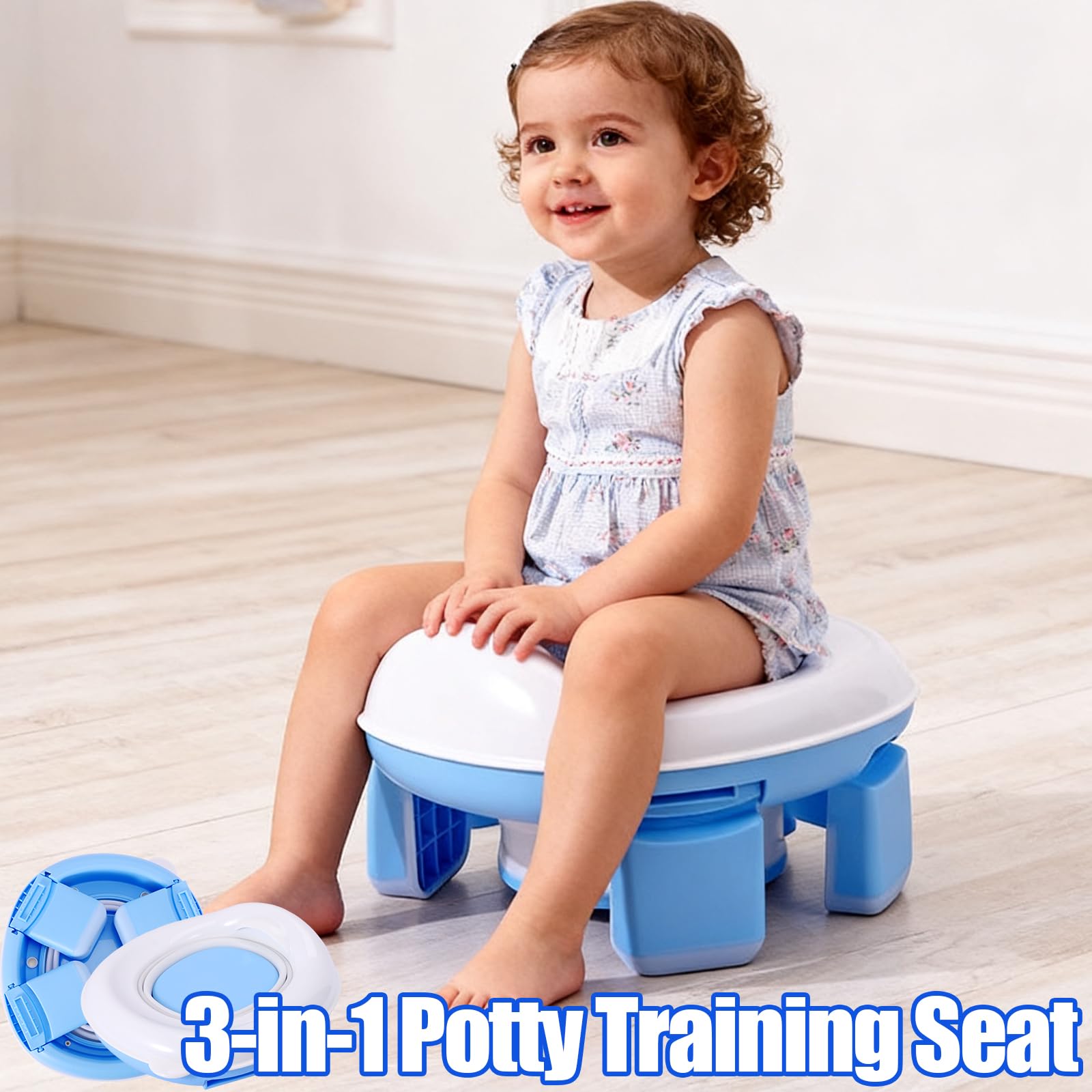 3-in-1 Töpfchen Kinder, Faltbarer Toilettensitz und Tragbares Reisetöpfchen mit Anti-Rutsch-Design, Einwegbeuteln und Reisetasche, Potty Training Toilette für Unterwegs, Auto, Reisen und Camping