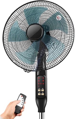 Ventilador de pedestal Wgwioo, ventilador oscilante con control remoto, ventilador de piso grande, inclinación ajustable y ventilador de altura,