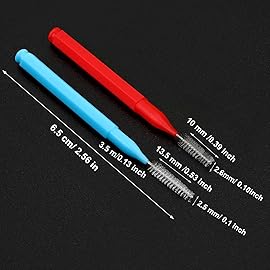 Patelai 100 Pieces Braces Brush for Cleaner Interdental Brush Toothpick Dental Tooth Flossing Head Oral Dental Hygiene Flosser Toothpick Cleaners Tooth Tool(Blue, Red,Suitable Size)