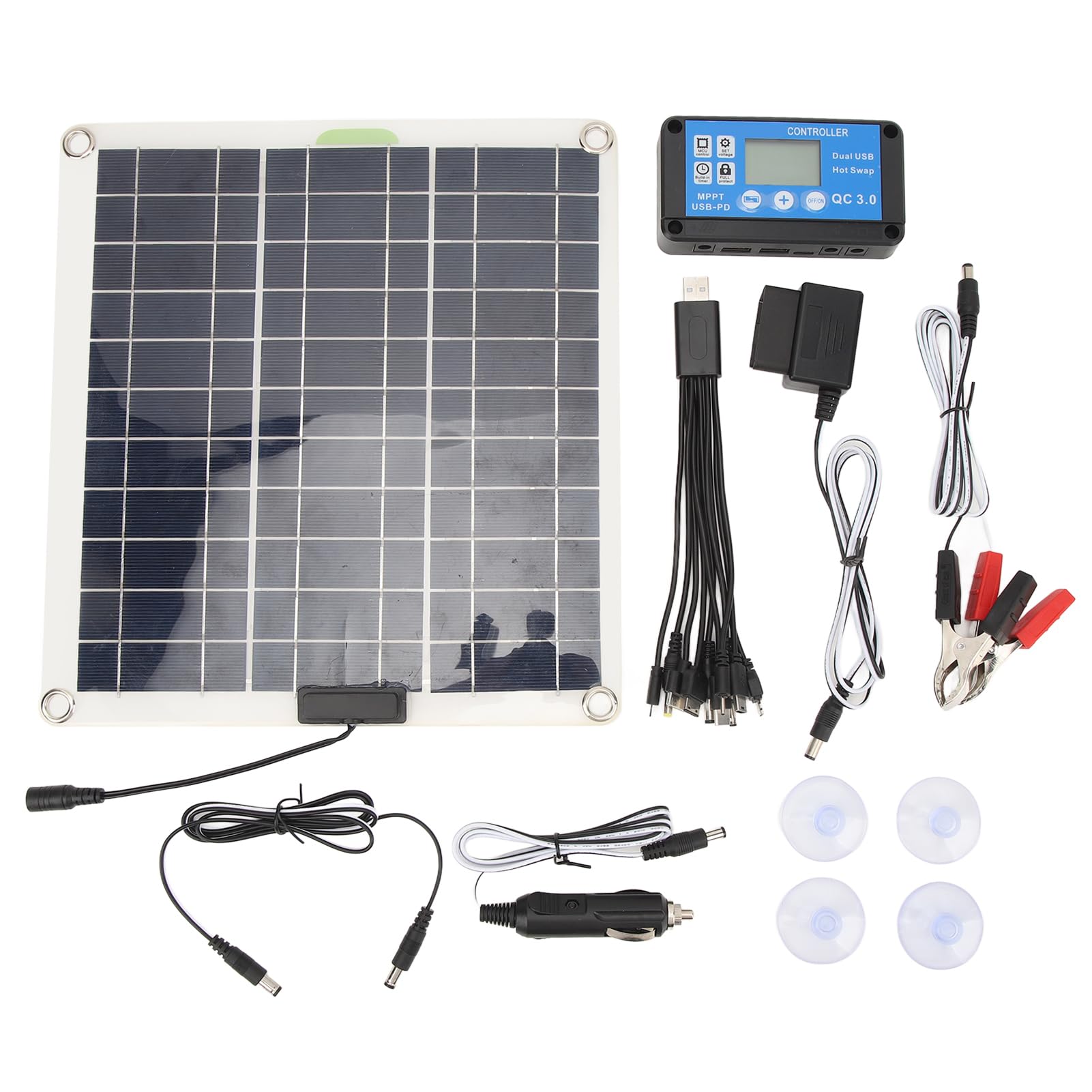 Kit de Panel Solar Portátil, 200 W 20 A IP67 Impermeable de Alta Eficiencia Controlador de Cargador Solar, Panel Plegable con Controlador para Acampar Al Aire Libre Senderismo RV Vehículo