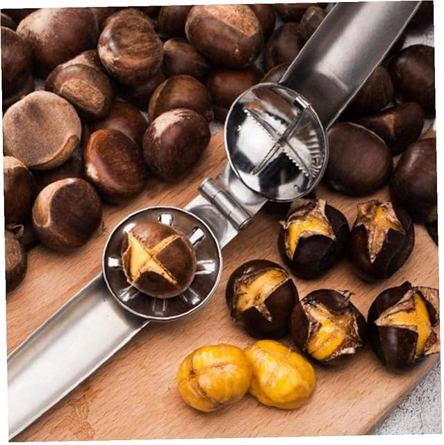 Angoter 304 Stainless Steel 2 in 1 Quick Chestnut Clip Walnut Pliers Metal NutCracker Sheller Nut Opener Kitchen Tools Cutter Gadgets