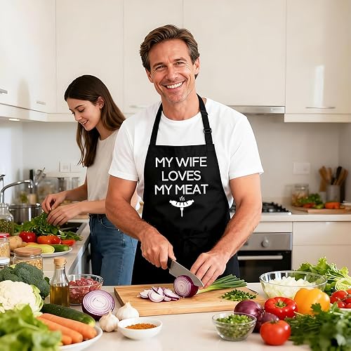 Miniatura 7 de Kaidouma Delantales divertidos para marido y hombre, delantal de cocina para cocinar, asar a la parrilla, para marido