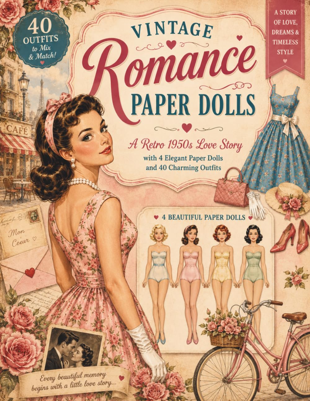 Vintage Romance Paper Dolls: A Retro 1950s Love Story with 4 Elegant Paper Dolls