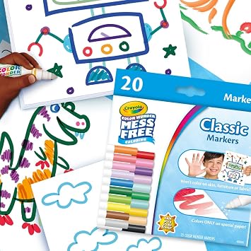 Crayola Color Wonder Marker Refill Set (20ct), Mess Free Broad Line Markers for Toddlers, Mess Free Coloring for Kids, Toddler Gifts