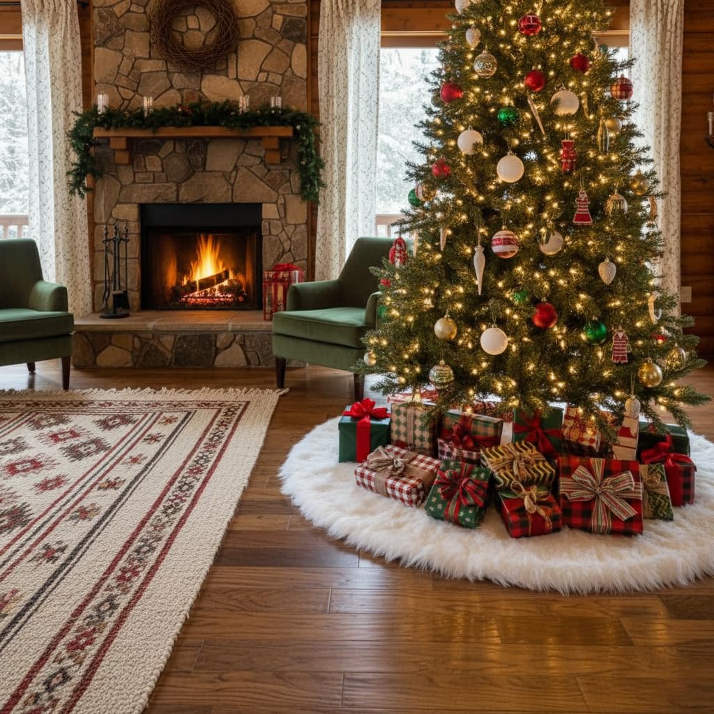 Weihnachtsbaum-Decke, aus Plüsch, Dekoration für Weihnachstbaumständer, Kunstfell, 121,9 cm (48 Zoll)