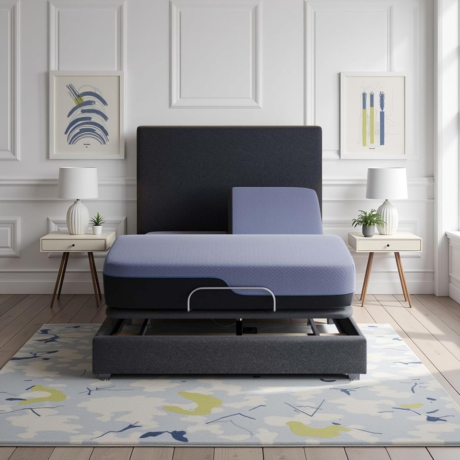 Bridgevine Home Split Flex 6-Layer Hybrid Memory Foam and Coil Adult Mattress, 12 Inches, Mattress-in-a-Box, Split Top King Size, Blue Ice Cover