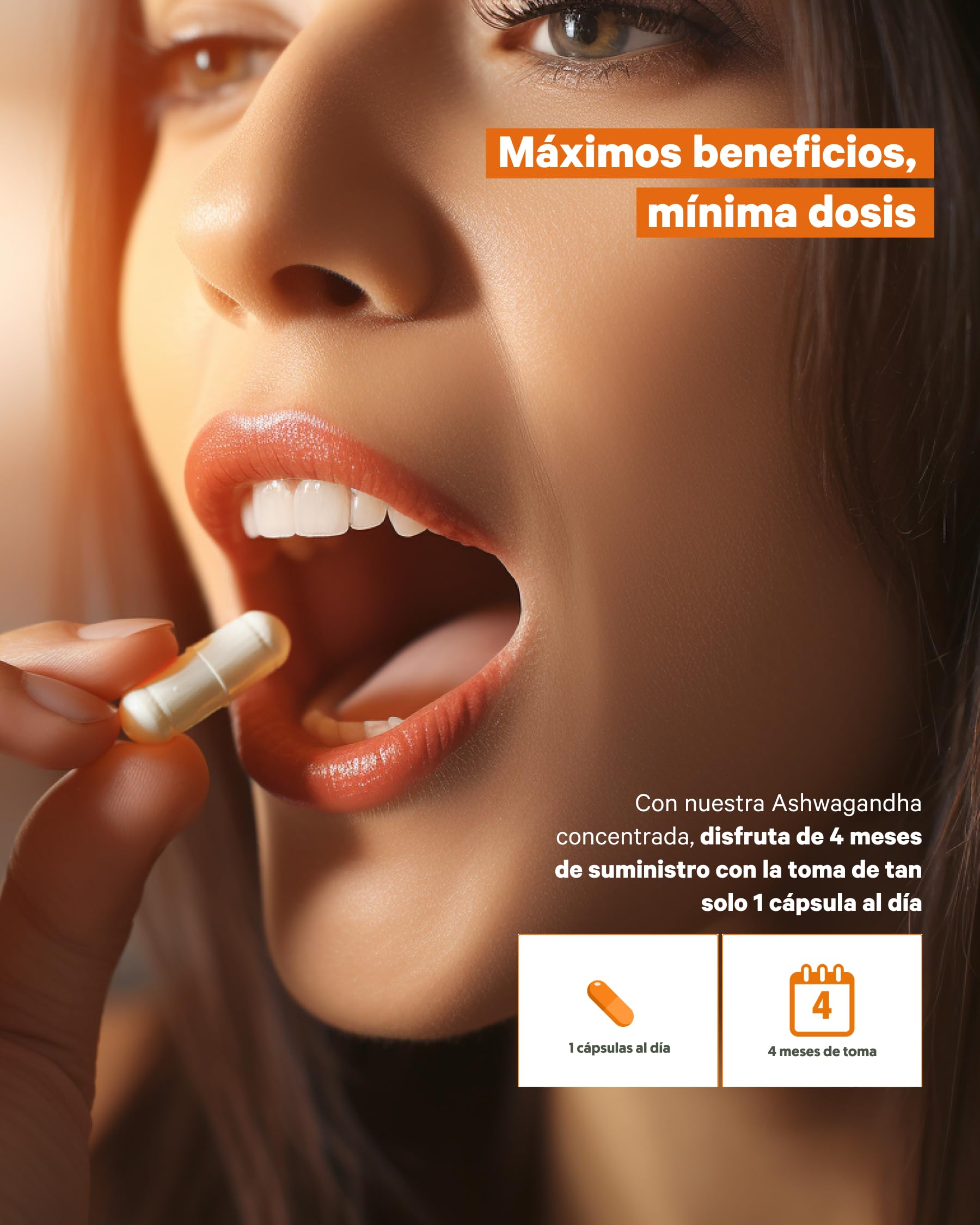 Ashwagandha Alta Potencia: Adaptógeno con Sensoril® (10% Withanólidos) | Sueño Profundo, Estrés, Bienestar, Concentración | 120 cápsulas | 4 Meses | 2x Más Concentrado que Ashwagandha KSM-66|Lote