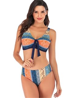 Andongnywell Womens Plus Size Pleated Push up Two-Piece Swimsuit Swimwear Bikini Bathing Suits Bikini Suit