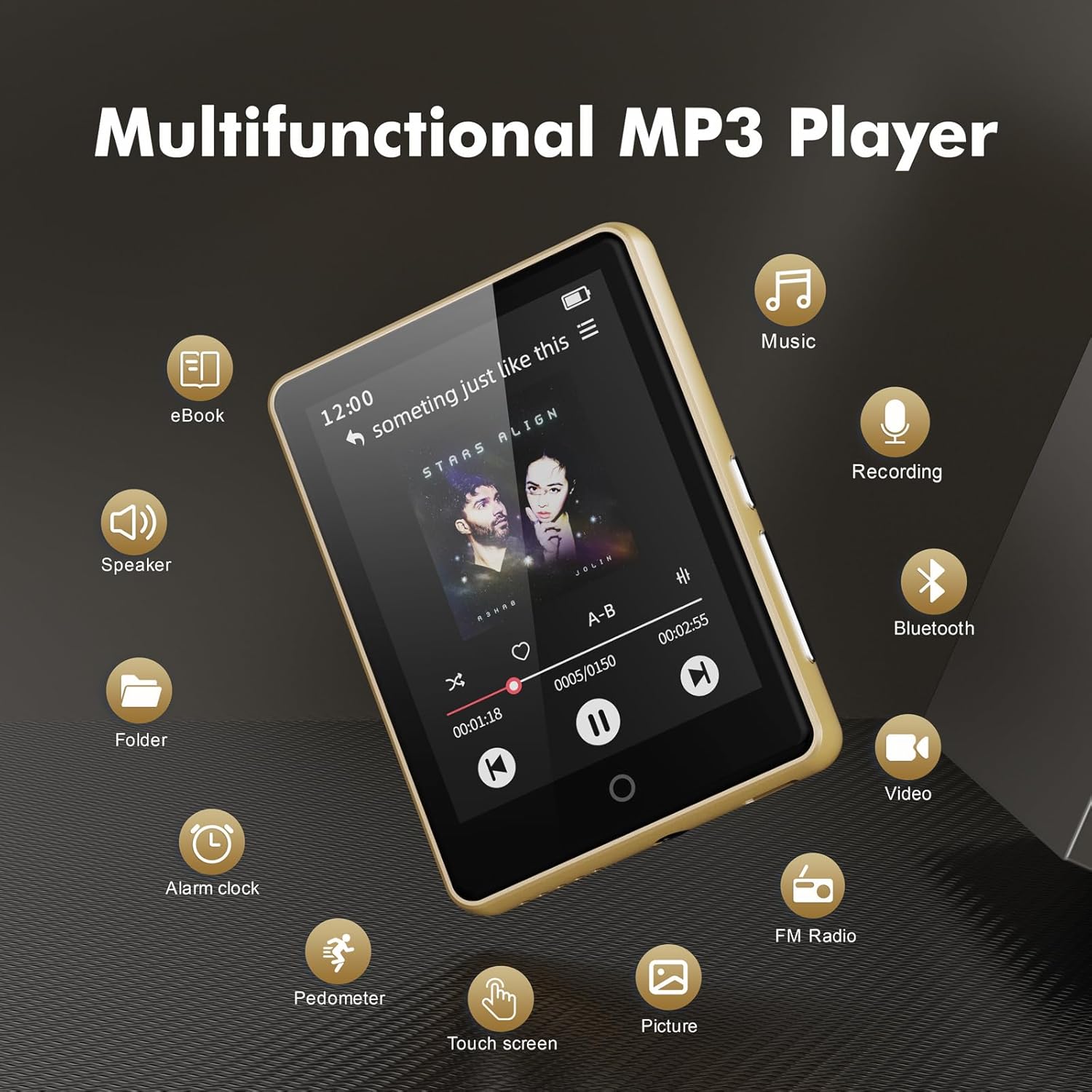 64 GB MP3 Player Bluetooth 5.3,2.8-inch Display, Portable Music Player MP4 Player MP3 Player with Speaker for Kids, FM Radio, Pedometer, Random Folder Sequence Play,128 GB Expandable Mic SD Card
