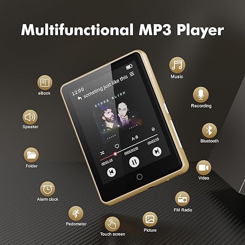 Miniatura 6 de Reproductor de MP3 de 64 GB Bluetooth de 5.3, 2.8 pulgadas, reproductor de música portátil, reproductor de MP4, reproductor de MP3 con altavoz para