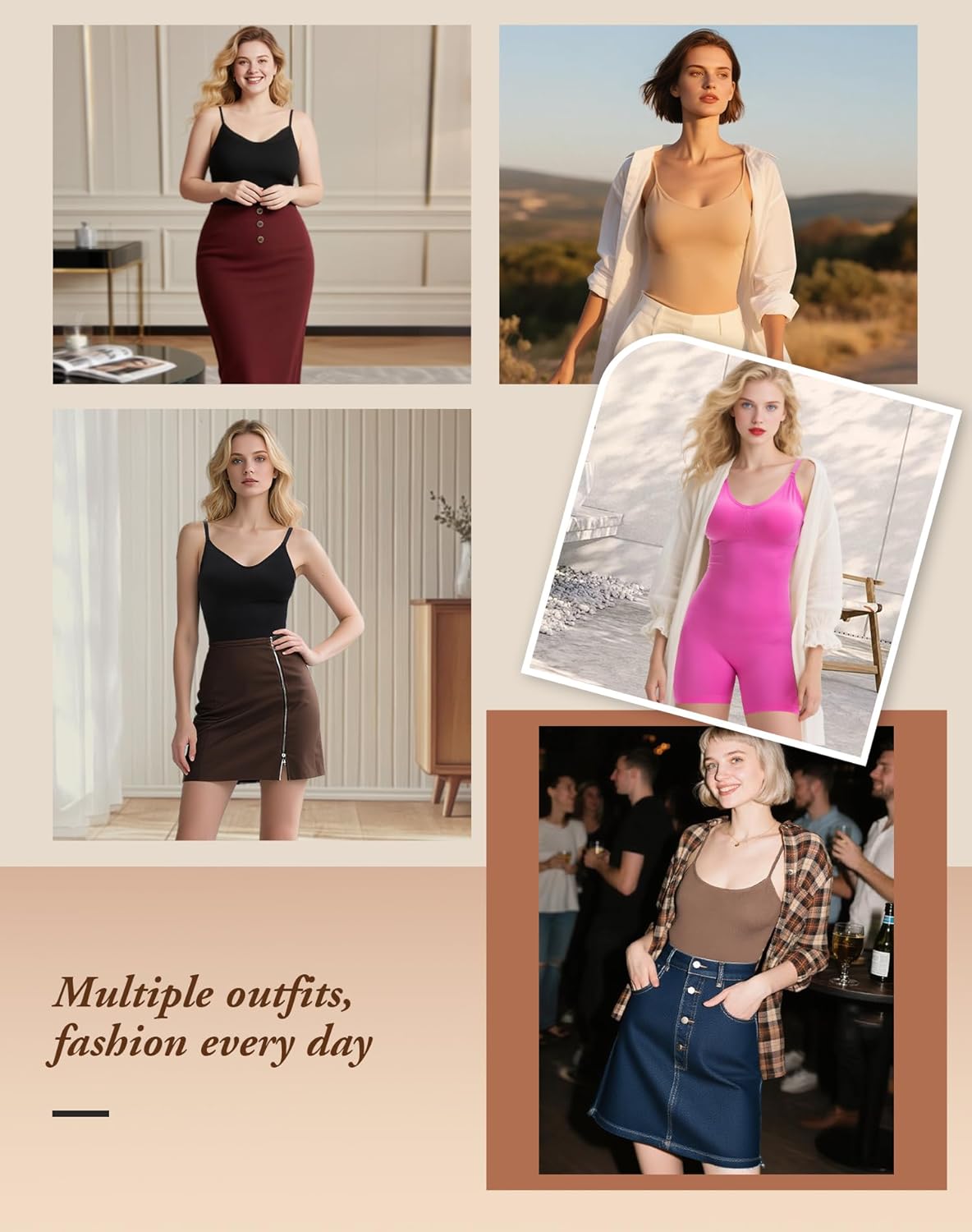 INNERSY Women's Seamless Sleeveless V-Neck Bodysuit Shapewear Tummy Control - Image 5