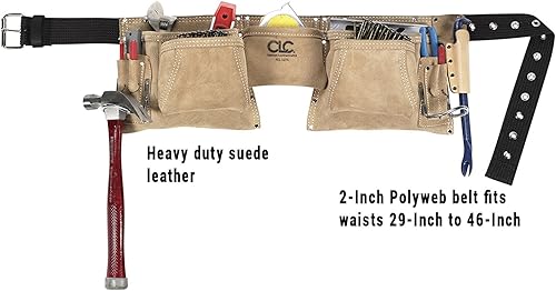 Miniatura 3 de Cinturón portaherramientas Custom Leathercraft de ante, muy resistente y para utilizar en trabajos de construcción