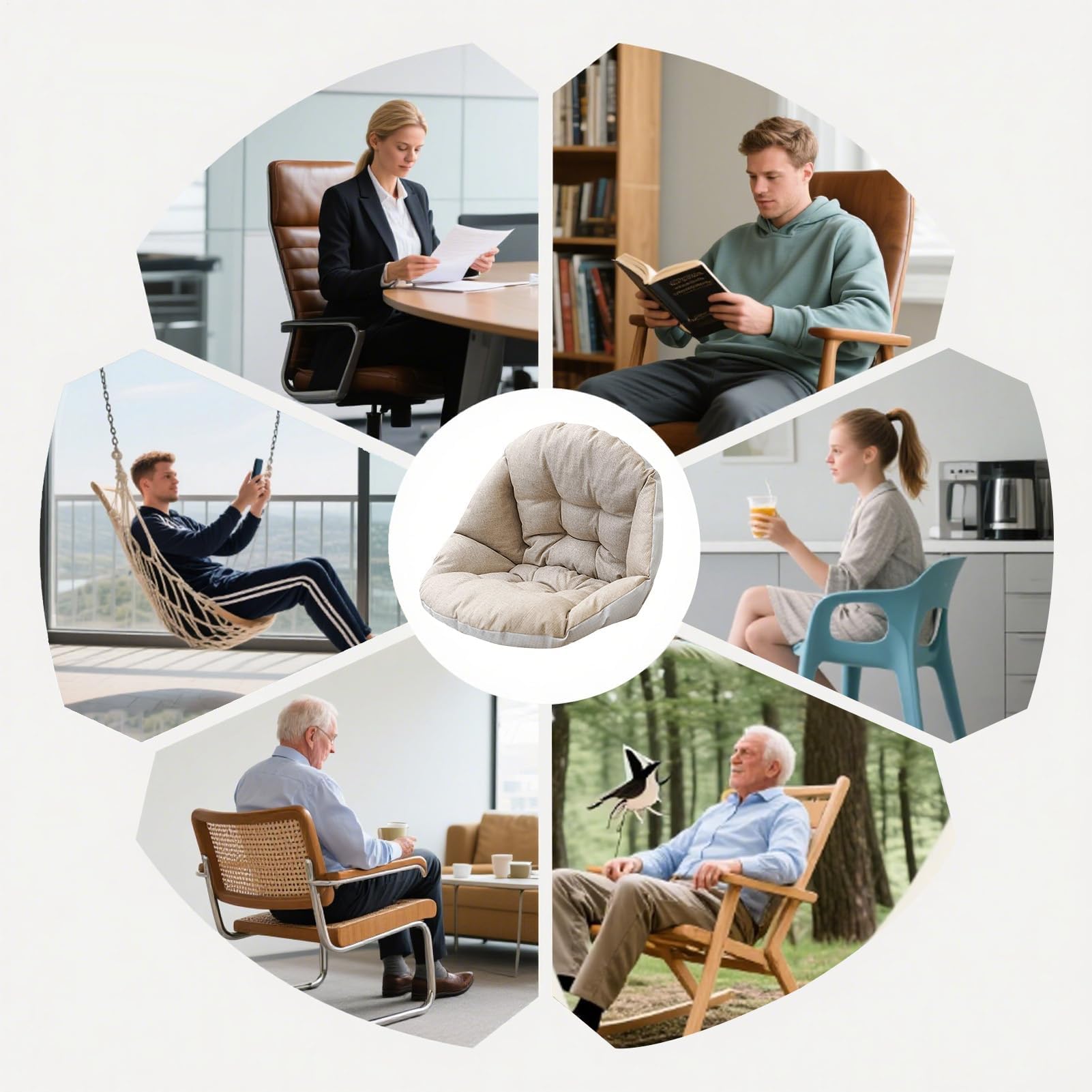 Eiersessel Ersatzkissen 45x45 cm Hängeschaukelkissen für Innen & Außen Sitzauflage für Korb Eiersessel Hängemattenkissen für Büro Wohnzimmer Schlafzimmer