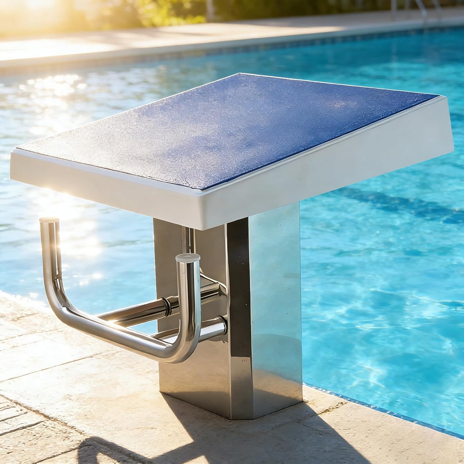 19.7in Pool Diving Platform with 304 Stainless Steel Construction, 440LBs Capacity, 15° tilt, Heavy Duty Swimming Pool Diving Board, for Current Pools and Competition