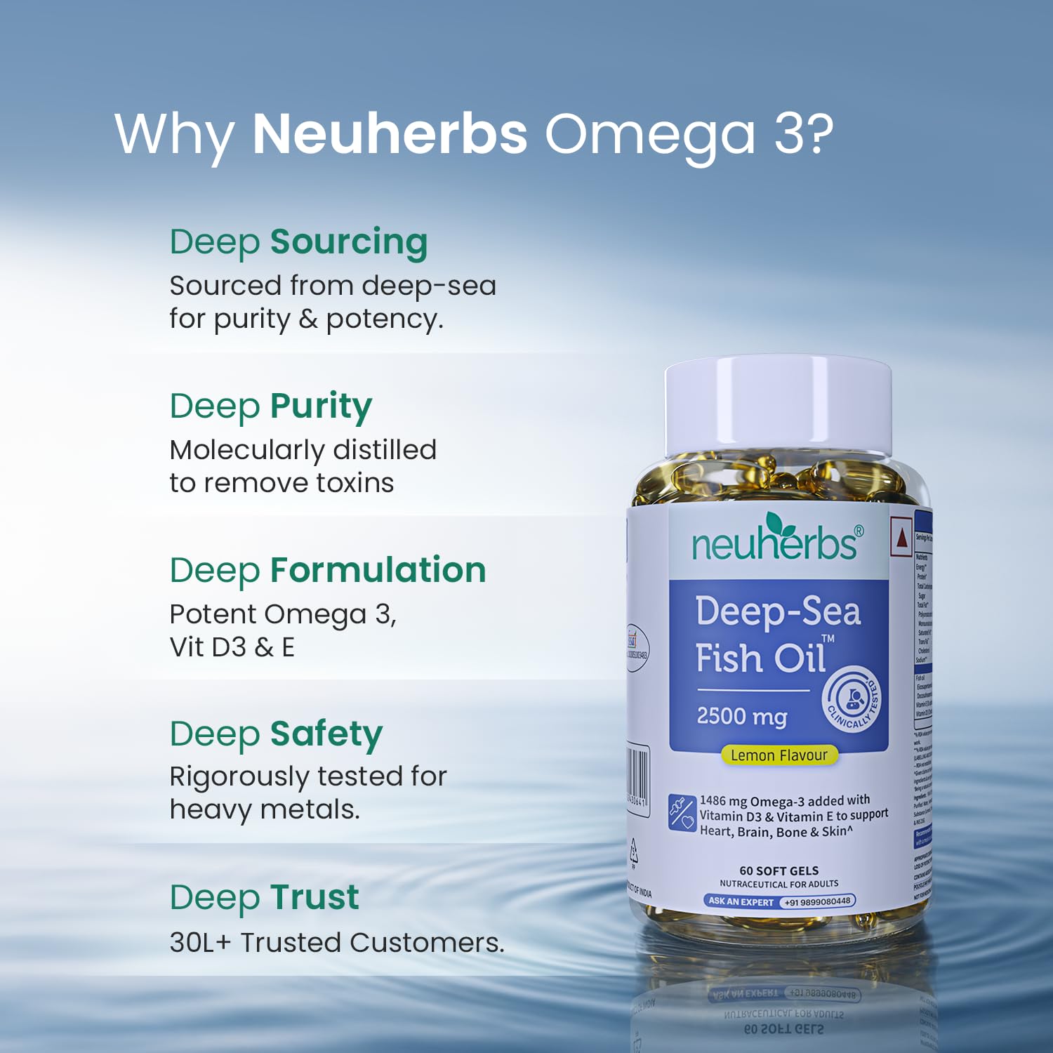 Buy Now Neuherbs Deep Sea Omega 3 Fish Oil - Omega 3 Supplement Trip...