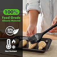 Vista 3 de HOTEC Cepillos para glasear resistentes al calor de 600 ℉, cepillo de repostería de silicona sin BPA, para untar aceite, mantequilla, salsa, adobos