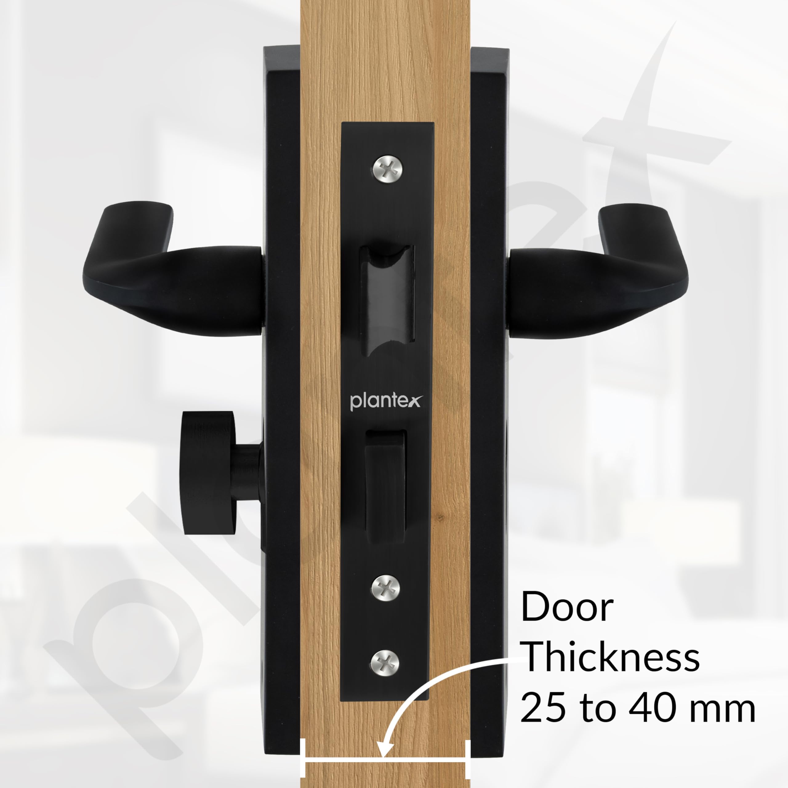 Plantex Heavy-Duty Door Lock Set - Main Door Lock Handle Set/ 6-Lever Lock Mechanism Mortise Lock with 3 Keys, Brass Lock Body & Cylinder (8060 - Z-Black) 3