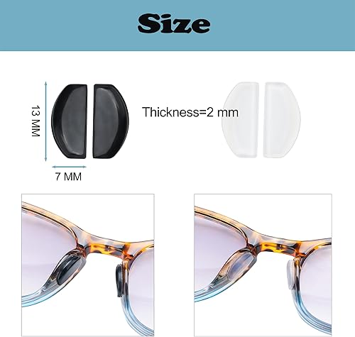 Miniatura 2 de Almohadillas de nariz para gafas, 0.079 pulgadas de grosor, almohadillas antideslizantes de silicona adhesivas suaves con respaldo súper adhesivo,