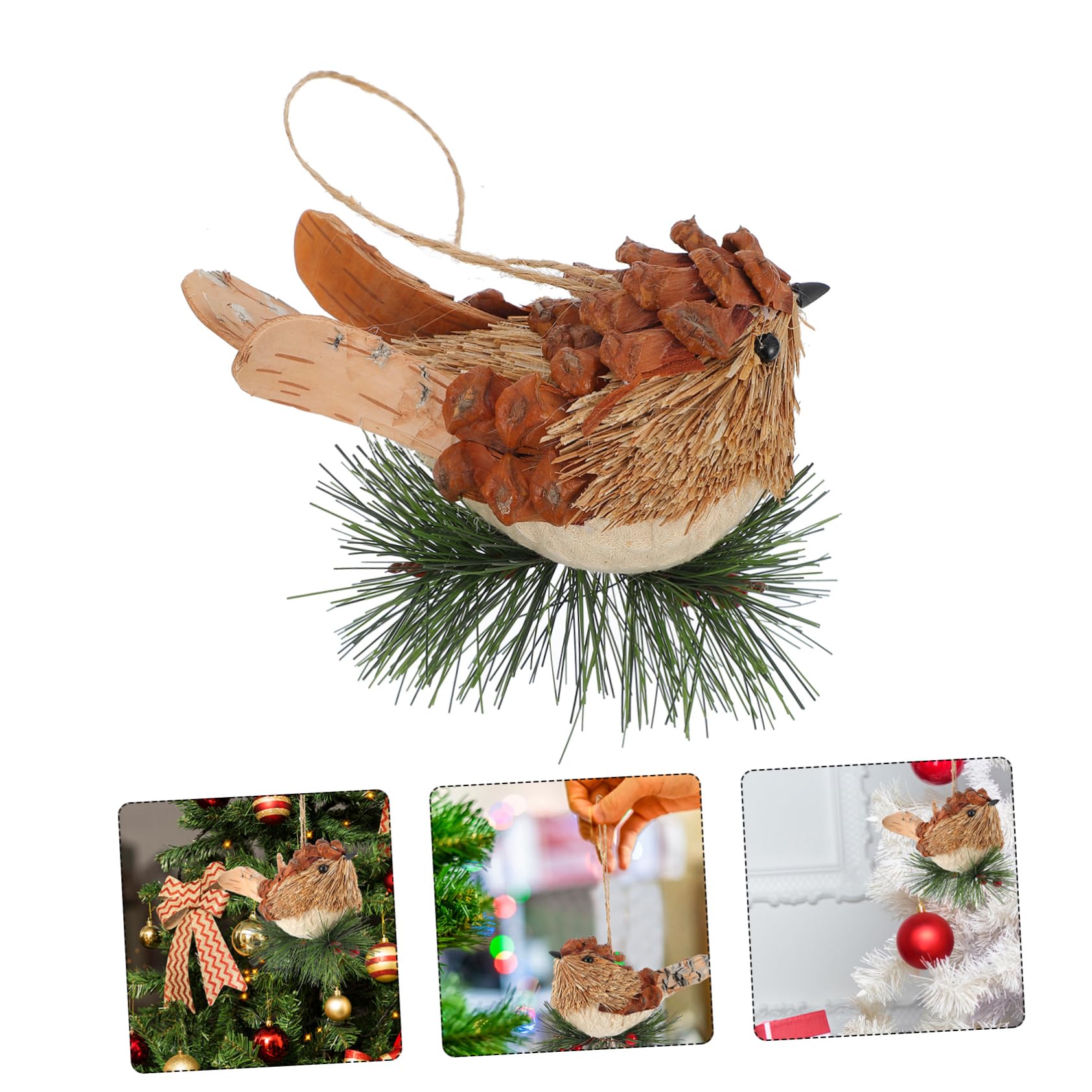 Garneck 4 Pz Ciondolo uccellino di paglia decorazione per uccelli da giardino all'aperto decorazioni per uccelli arredamento pendente dell'uccello di natale decorazioni sospese per feste