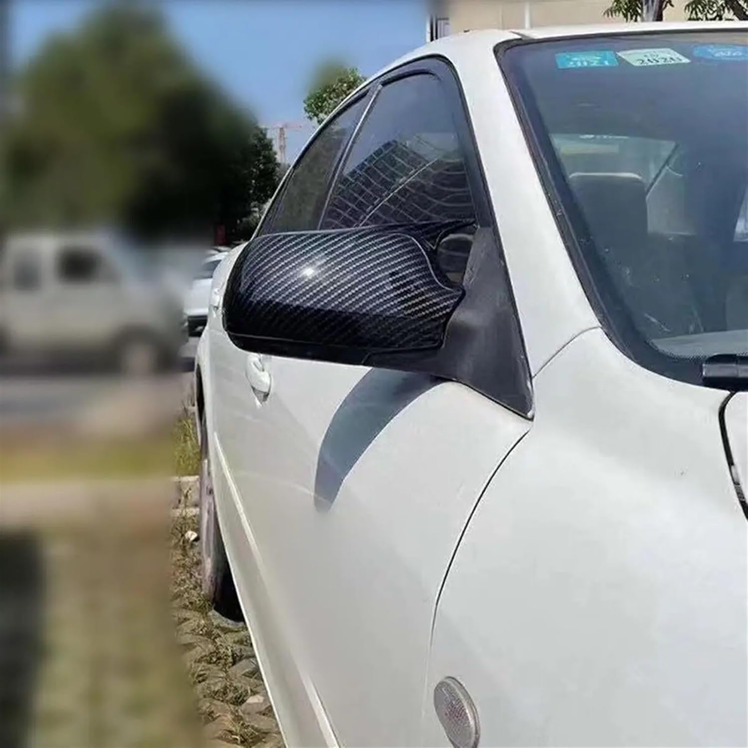 Kiyah Compatible For Mazda 2 3 6 2003 2004 2005 2006 2007 2008 Rearview Side Mirror Cover Wing Cap Exterior Door Rear View Case Trim Carbon Fiber (Color : Gloss Black)